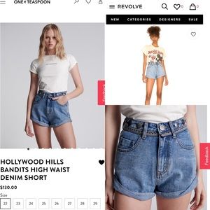 ONE TEASPOON Bandits High Waist Denim Short in Hollywood Hills